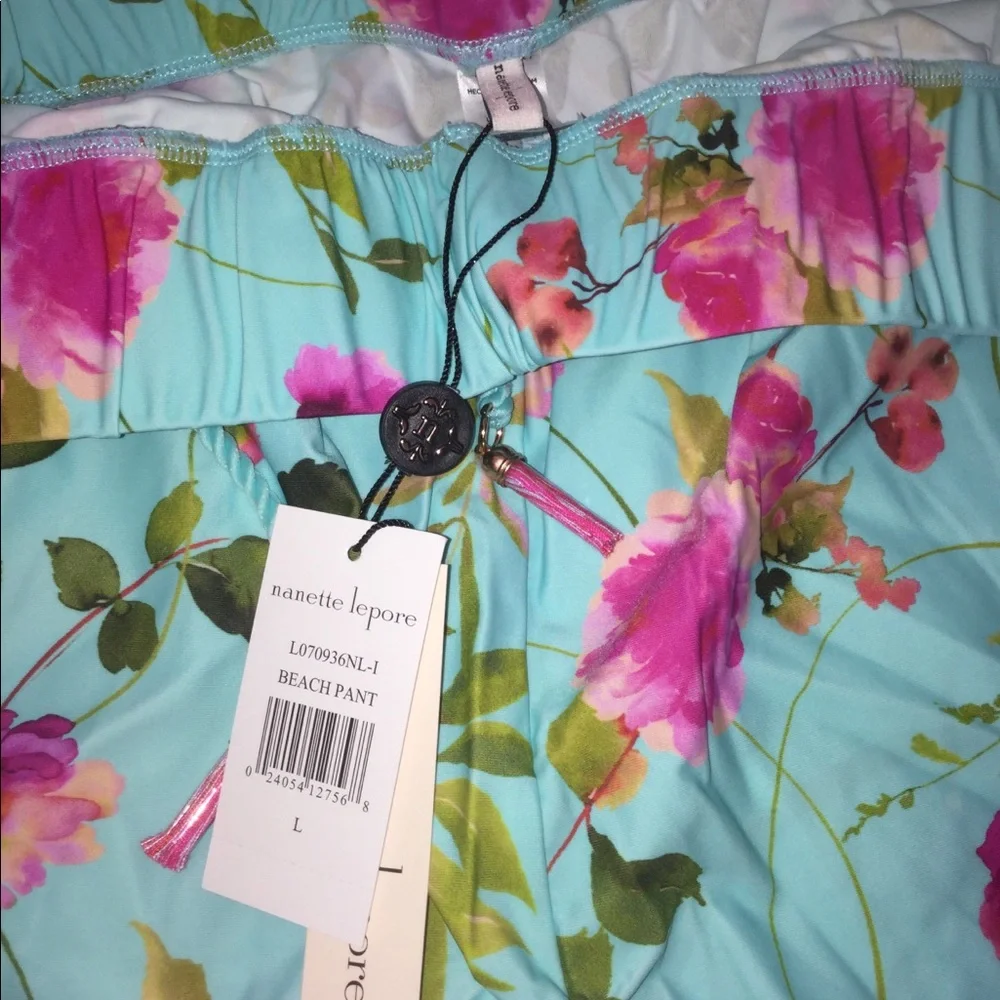 Nanette Lepore Floral Swim Material Classic Cover-up Slit Beach Pants NWT - Picture 6 of 7